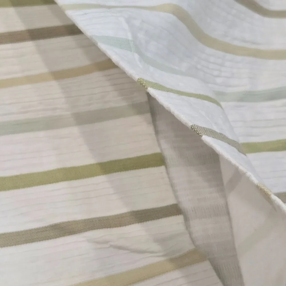 2 CRATE & BARREL Standard Sham Pillowcase Lima Stripe Green Texture Cotton 20x26